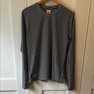 Tracksmith Horizon Navy and White Striped Long Sleeve Shirt